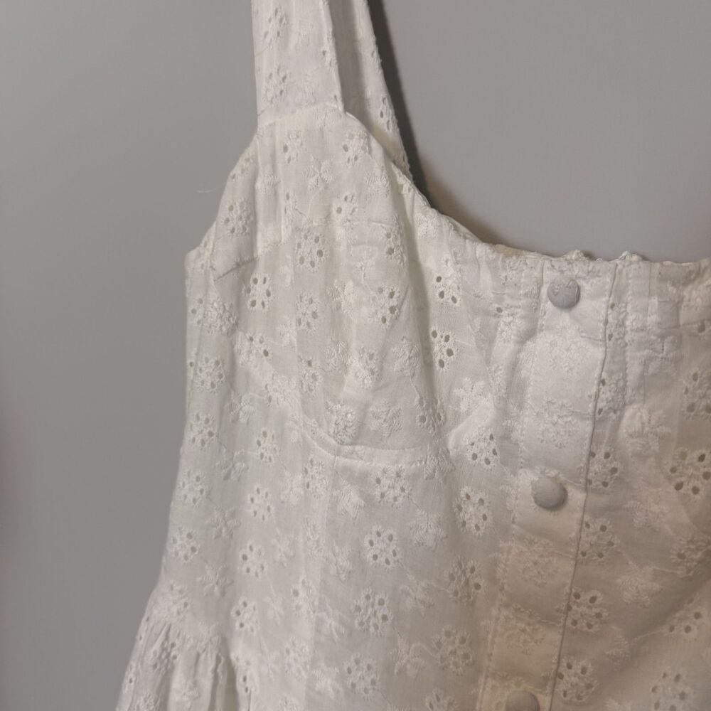 NWT Lulus Profound Sweetness White Eyelet Mini Dress Size Large Cotton - Picture 5 of 16